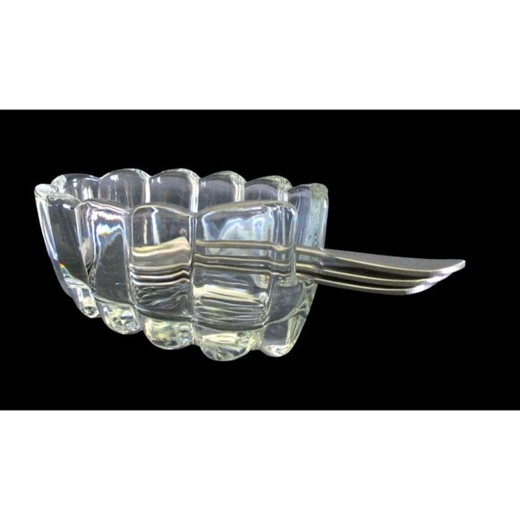 Vintage Clear Glass Spoon Holder Buffet Party Dinner Entertaining Accessory - Picture 1 of 7